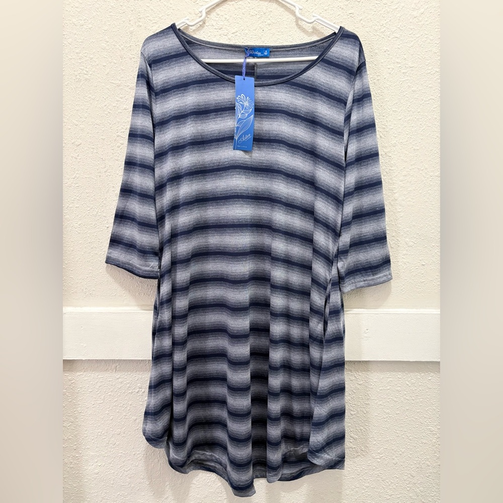 Aster by Firmiana Navy Striped Dress NWT 1X